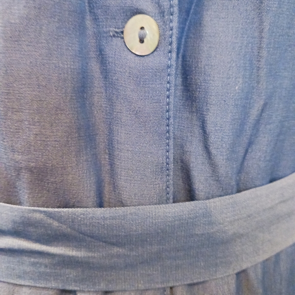 Grace Karin Classic Button Down Collared Sleeveless Maxi Dress XL Pockets Blue - Picture 8 of 8